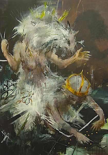 Alexander König: September–Kapitel I: Muttekörner, 2013
Acryl und Öl auf Leinwand, 200 x 140 cm

